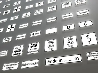 Additional traffic signs -Package Low-poly 3D model