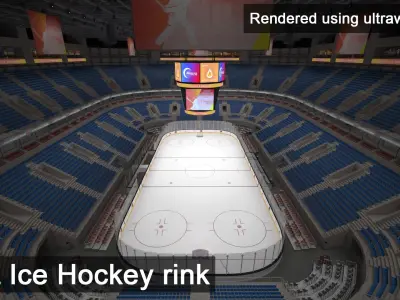  NHL and IIHF Ice Hockey Arena - interior - low poly 