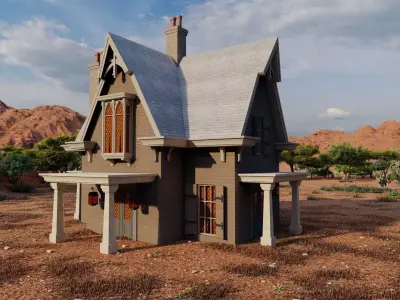 Vilage in forest-old house 3D model