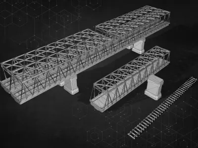 Rail Iron Bridge Modular Type Two 3D model
