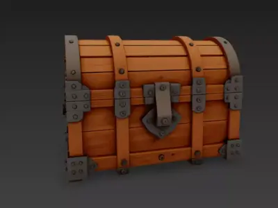 Game-Ready Wooden Treasure Chest Low-poly 3D model