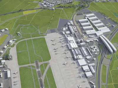 Stuttgart - Airport - STR Low-poly 3D model