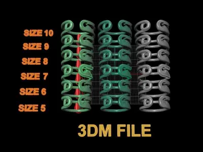 Safety Pin Ring Band Mix Size 3D print model