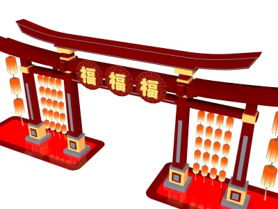 Torii Gate Low-poly 3D model 3D model