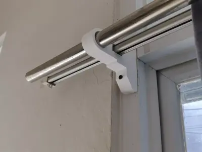 Frame Mount Curtain Rod Bracket 1 inch Pipe and Vitrase Rail 3D print model
