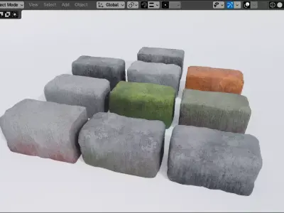 Props Concrete Block PBR - Kit 002 Low-poly 3D model
