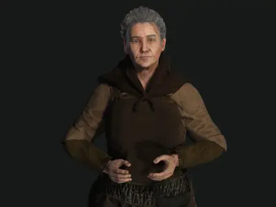 AAA 3D FANTASY MEDIEVAL - OLD WOMAN 01 REALISTIC CHARACTER Low-poly 3D model