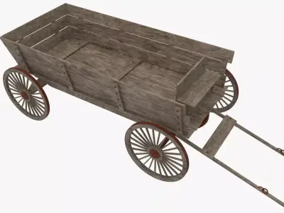  Textures Medieval Wagon Low-poly 3D model