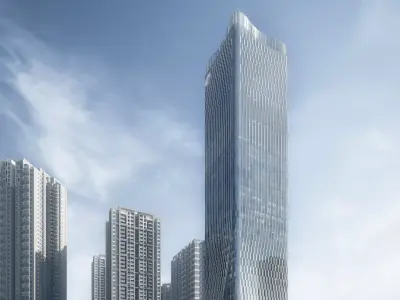 Contemporary Cityscape Residential Towers with Landmark 3D model