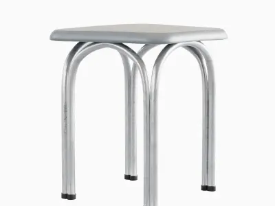 Silver Steel Stool 02 3D model