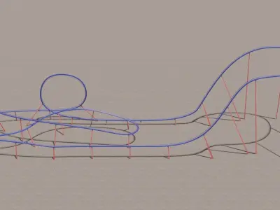 Rollercoaster Roller Coaster Low-poly 3D model