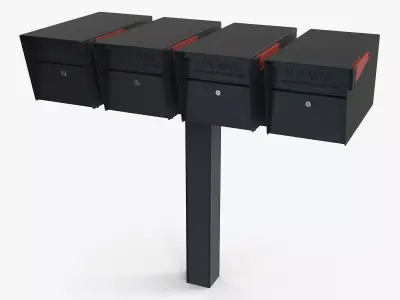 Mailbox Complete Quad Mount Cluster 3D model