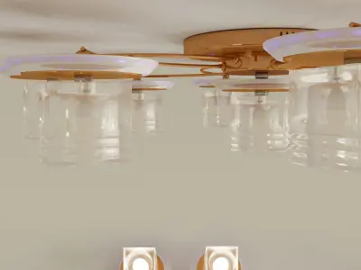 Chandelier ceiling light with six lights Free low-poly 3D model