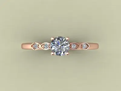 Solitaire Engagement Diamond Women Ring US Size 5-8 3D print model