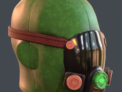 Gas mask helmet 3d model scifi Low-poly  Low-poly 3D model 376