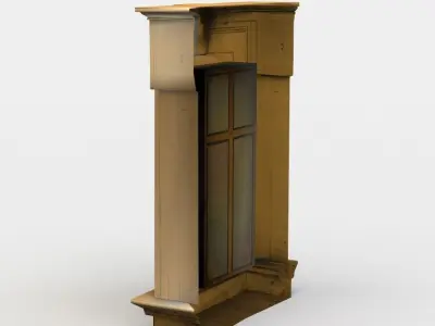 Window with wooden frame Low-poly 3D model