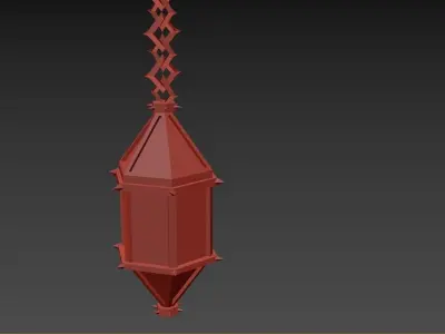 Hanging Iron Lantern Glowing Low-poly 3D model