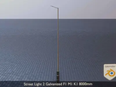 Street Light 2 Galvanized F1 M1 K1 8000mm Low-poly 3D model