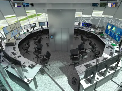  Airport Air Traffic Control Tower with Interior Generic 
