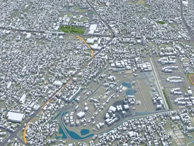 Nonthaburi Thailand 15km Low-poly 3D model