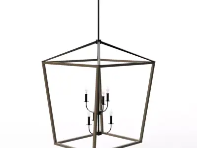 Buford Wood Iron Tiered Chandelier Large Low-poly 3D model