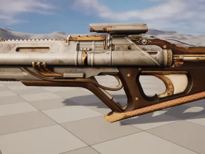 steampunk tri shot assault rifle Low-poly 3D model