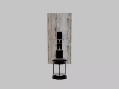 Hanging Lantern Wood and Iron Wall Sconce Low-poly 3D model