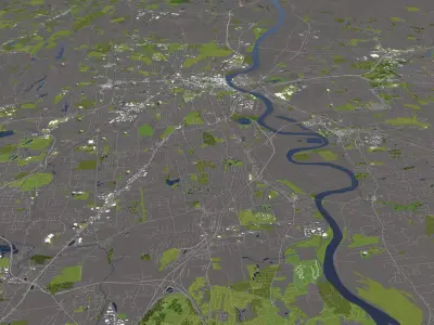 Hartford Connecticut USA 50x50km 3D City Map 3D model