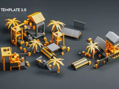 Game Template - Prototype Elements Low-poly 3D model