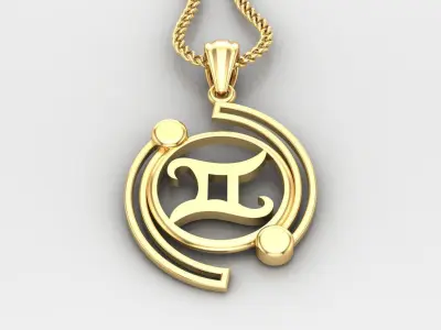 Galaxy Gemini Light Gold Pendant Version 8 3D print model