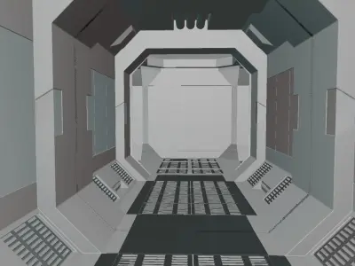 sci-fi  corridor pack Low-poly 3D model