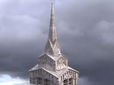 Art Deco Architecture Tower 3D model