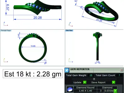 Light Weight Gold Diamond Ring DOC-R8431 3D print model