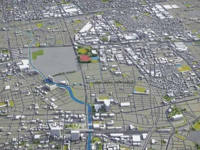 Amagasaki - City 3D Model Low-poly 3D model