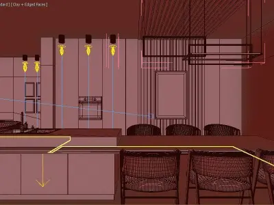 kitchen and living room modern style 3d model 3D model