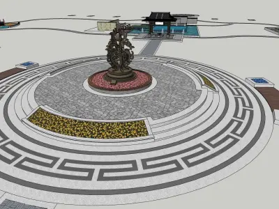 Landscape feature elements for park 3D model