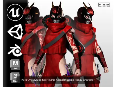 Ninja Assassin Girls Sci-fi Futuristic Realistic Stylized 3D Model Pack