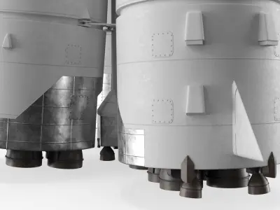  Multistage Space Rocket with Strap-On Boosters 