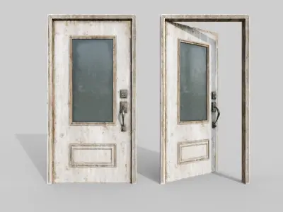 Door Low Poly Damaged  Low-poly 3D model