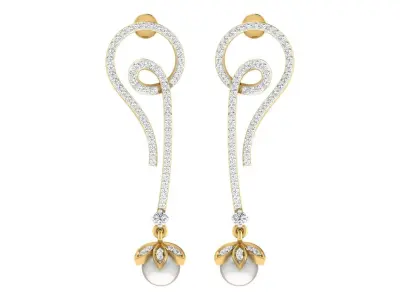 Light Weight Gold Diamond Earring  -earr7 3D print model