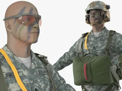  Military Parachute Equipped Soldier Green 
