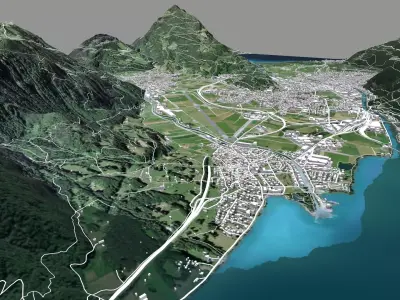 Cityscape Interlaken Bernese Oberland Switzerland 3D model