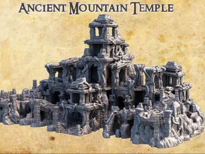 Ancient Mountain Temple Tabletop Terrain 28 MM 3D print model