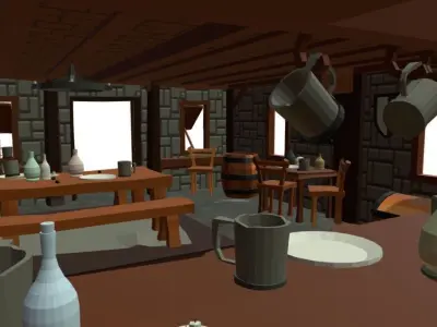 Simple Poly Medieval Tavern Lowpoly Low-poly 3D model
