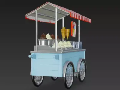 3D Ice Cream Cart Model High Quality 3D model