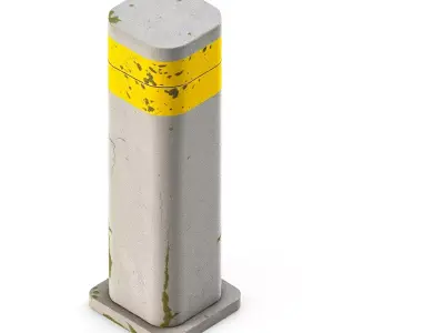 Weathered Concrete Street Bollard Low-poly 3D model