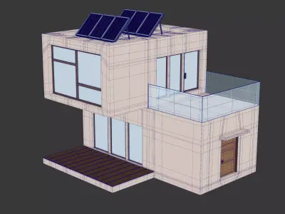 Cartoon Modern Solar House 3D model 3D model