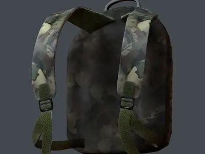 Backpack military combat Black baggage bag luggage Low-poly 3D model 3