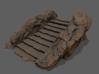 Stairs rock staircase Low-poly 3D model order