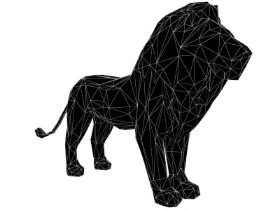 Low Poly Lion Statue v1 002 Low-poly 3D model